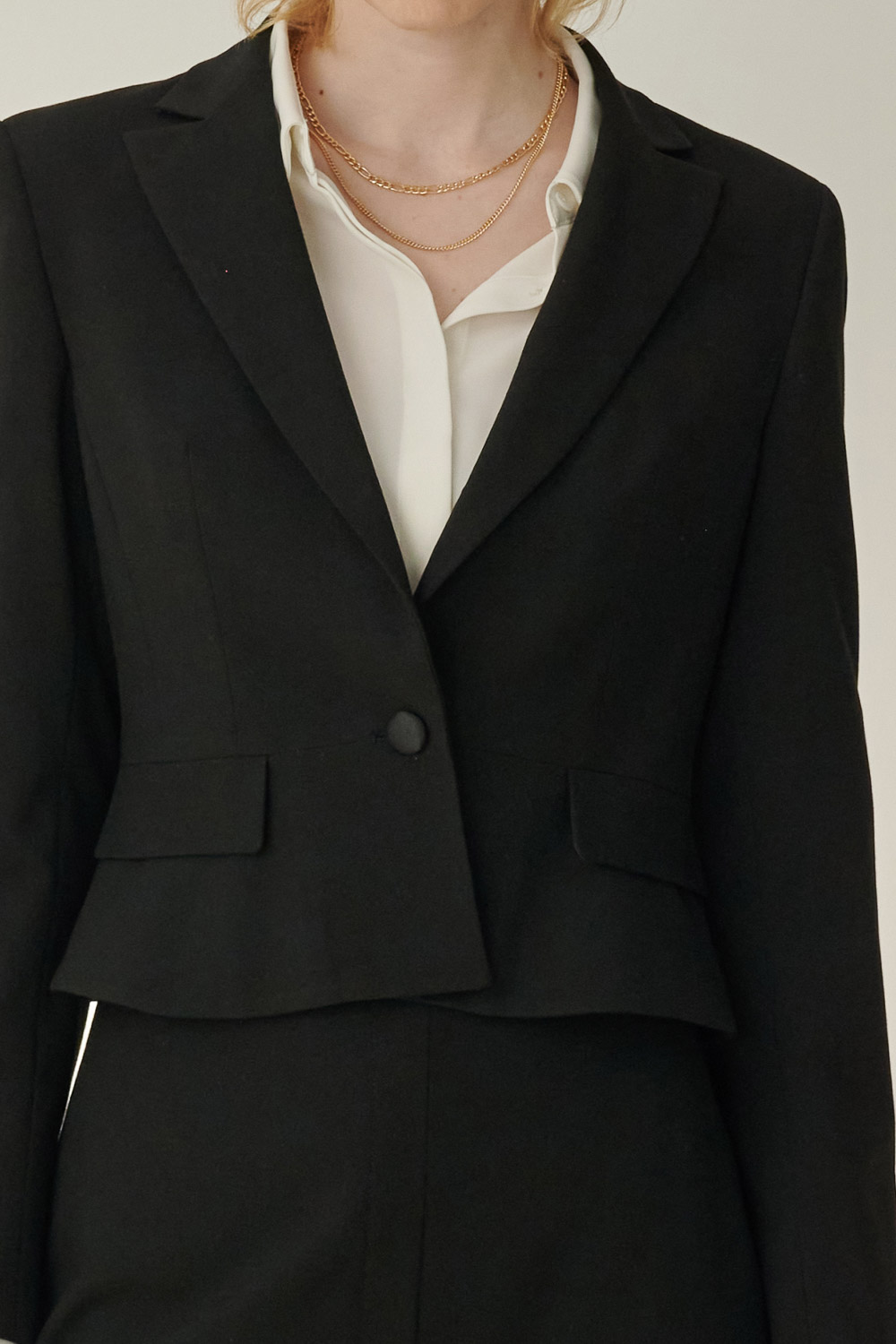 SST&C Black Sword Collar Short Suit Jacket | 7162308001  (Outlet)_4