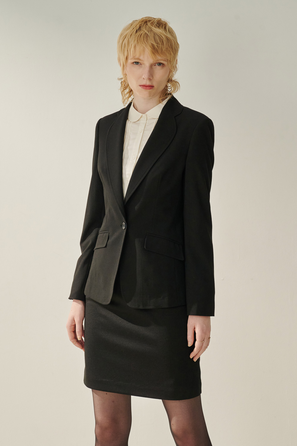 SST&C Black Styling Collar Suit Jacket | 7162308002  (Outlet)_0