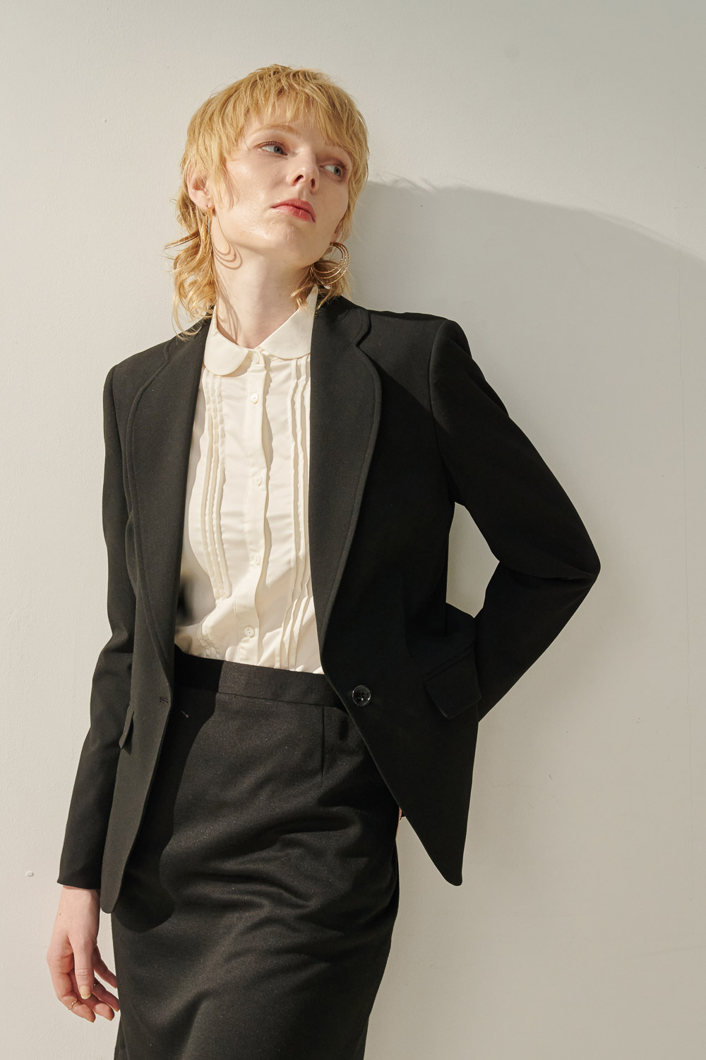 SST&C Black Styling Collar Suit Jacket | 7162308002  (Outlet)_1