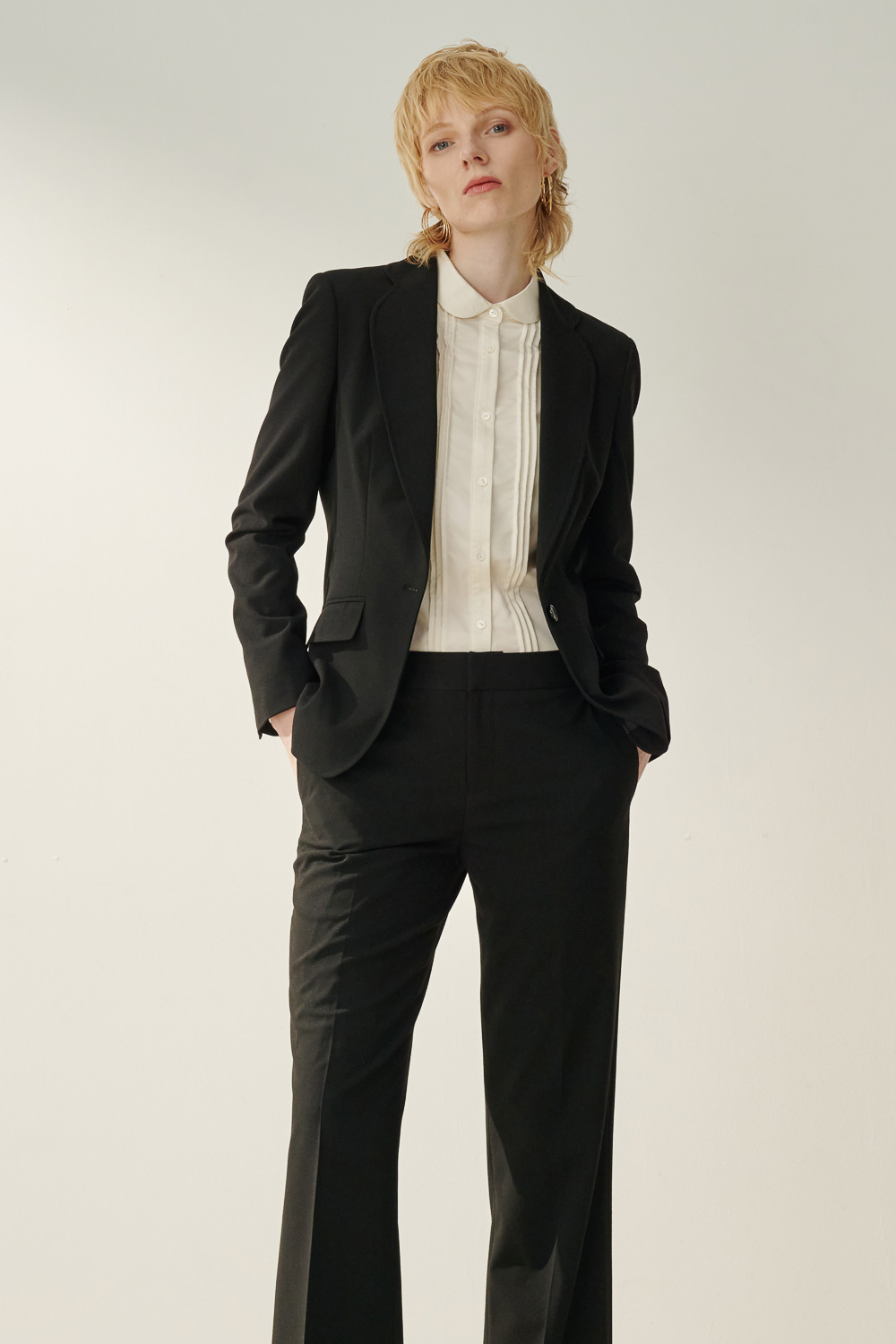SST&C Black Styling Collar Suit Jacket | 7162308002  (Outlet)_4