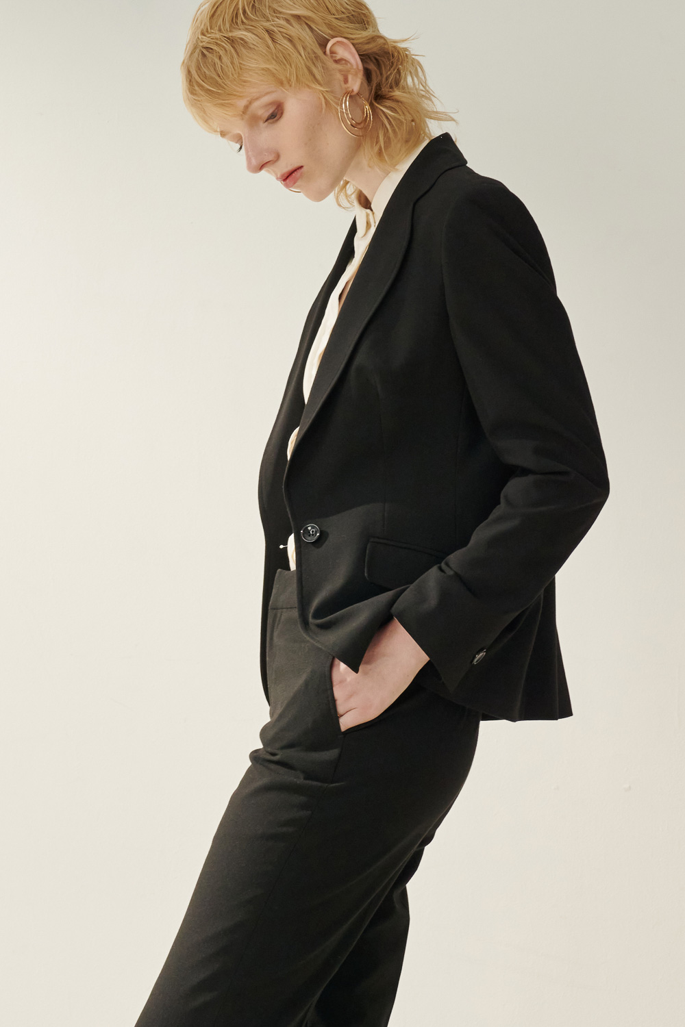 SST&C Black Styling Collar Suit Jacket | 7162308002  (Outlet)_5