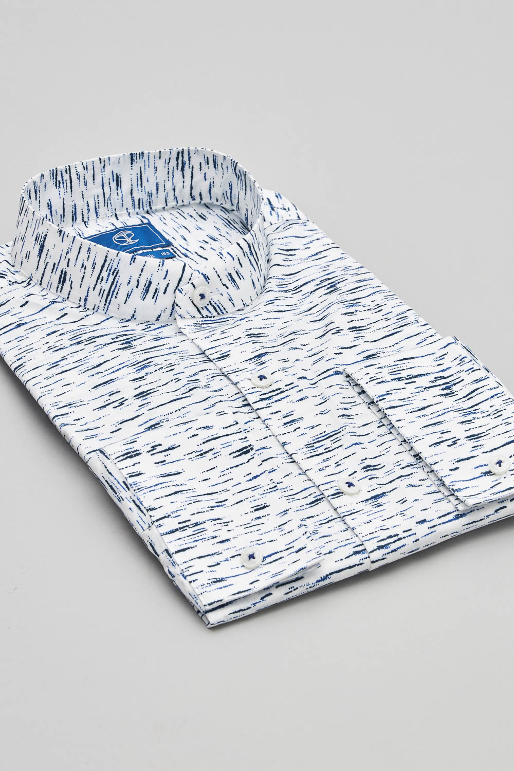 SST&C #Elastic Fit  White and Blue and Black Printed Standard Shirt | 0312308013  (Outlet)_5
