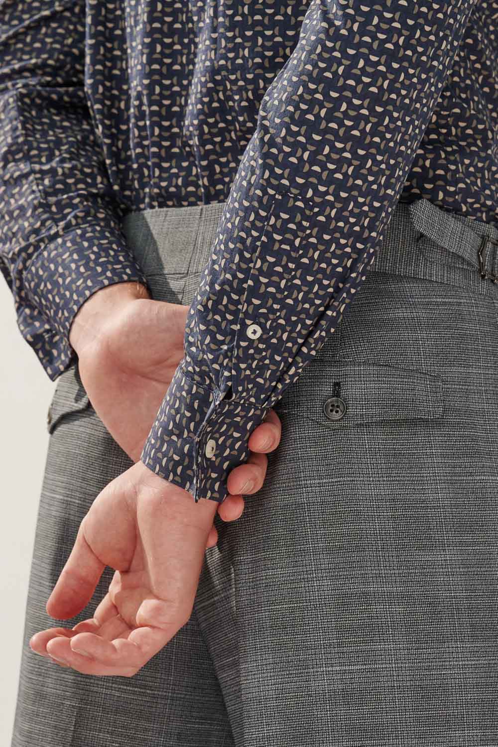 SST&C #Comfortable Cotton  Navy Half-Moon Print Standard Shirt | 0312308014  (Outlet)_4