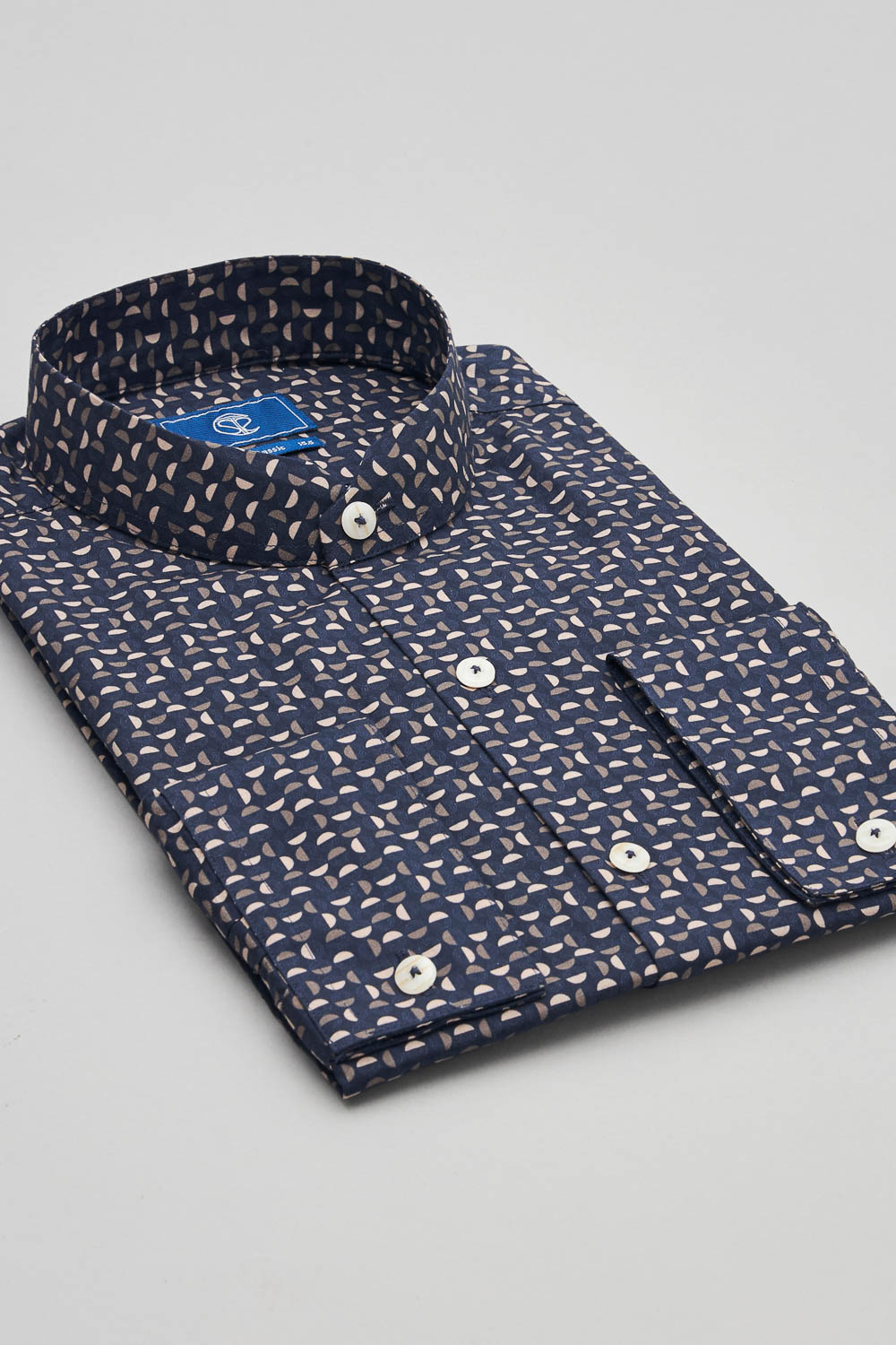 SST&C #Comfortable Cotton  Navy Half-Moon Print Standard Shirt | 0312308014  (Outlet)_5