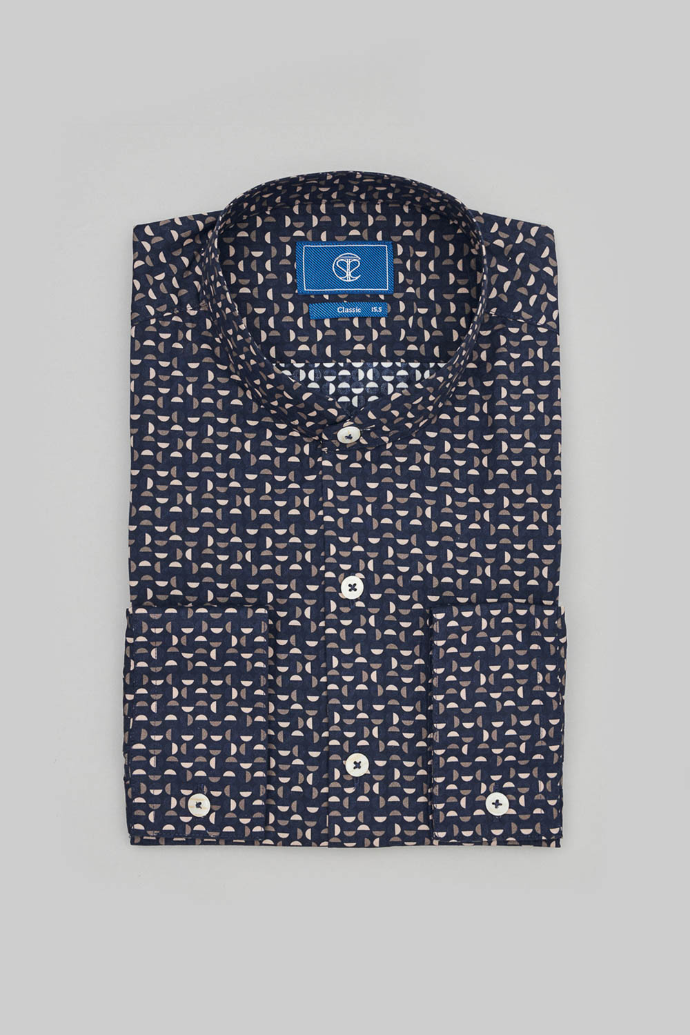 SST&C #Comfortable Cotton  Navy Half-Moon Print Standard Shirt | 0312308014  (Outlet)_6