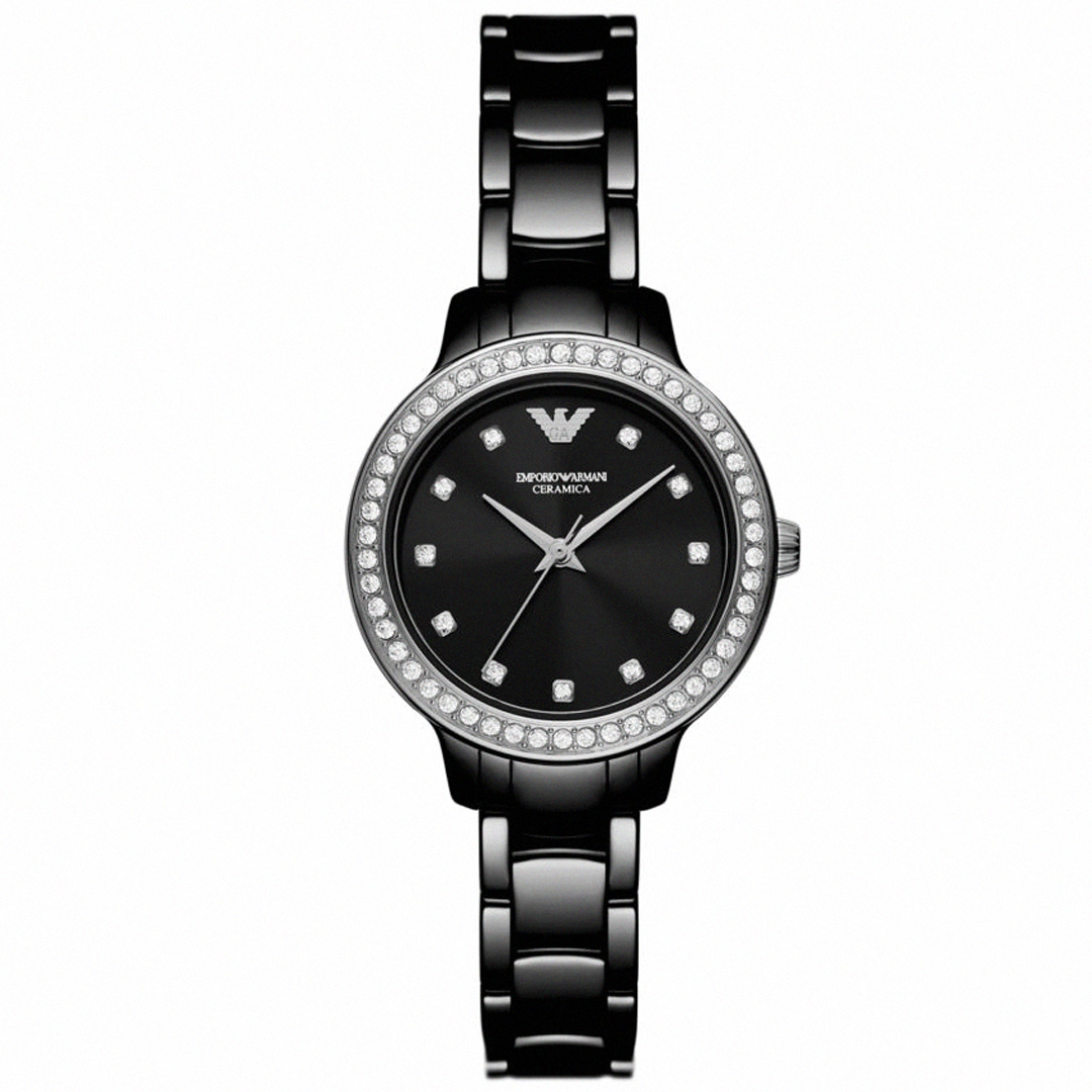 【活動價! 限時78折!】ARMANI Cleo 黑耀晶鑽時尚陶瓷腕錶/黑 AR70008 亞曼尼 Emporio Armani 公司貨保固 熱賣中!_1