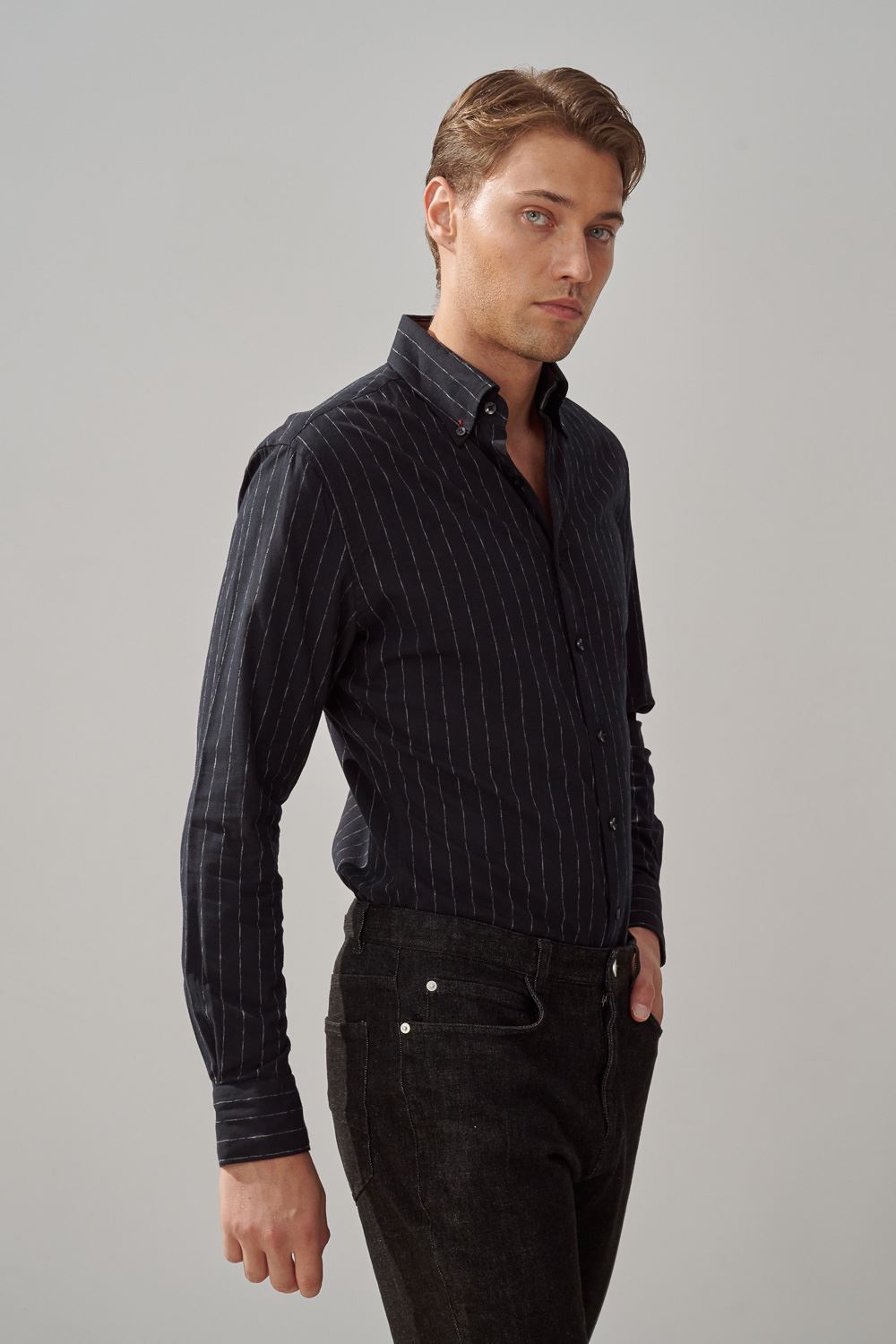 SST&C #Comfortable Cotton  Black and White Striped Pattern Standard Shirt | 0312309020  (Outlet)_1