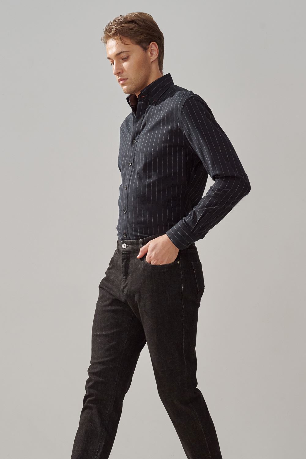 SST&C #Comfortable Cotton  Black and White Striped Pattern Standard Shirt | 0312309020  (Outlet)_2