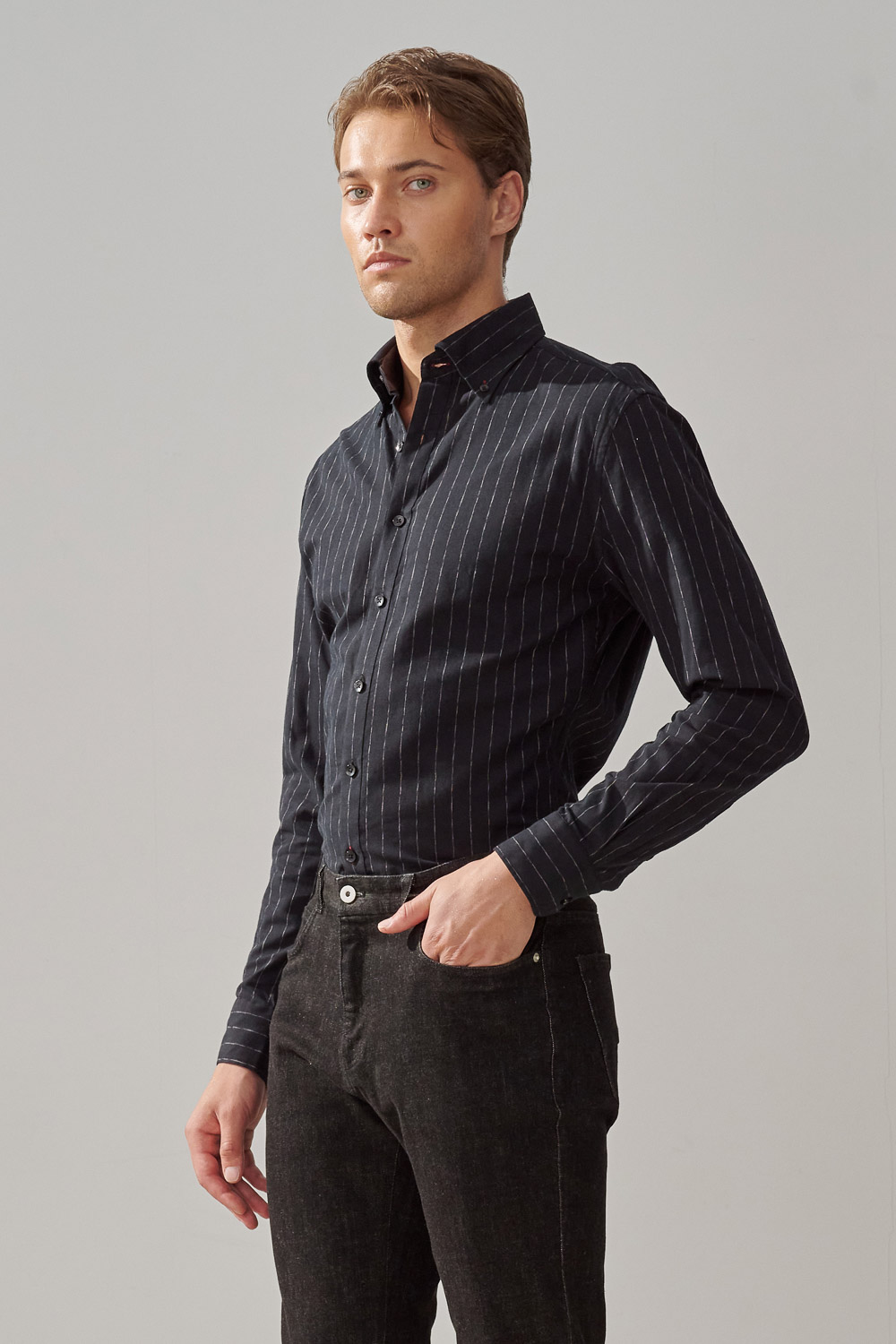 SST&C #Comfortable Cotton  Black and White Striped Pattern Standard Shirt | 0312309020  (Outlet)_3