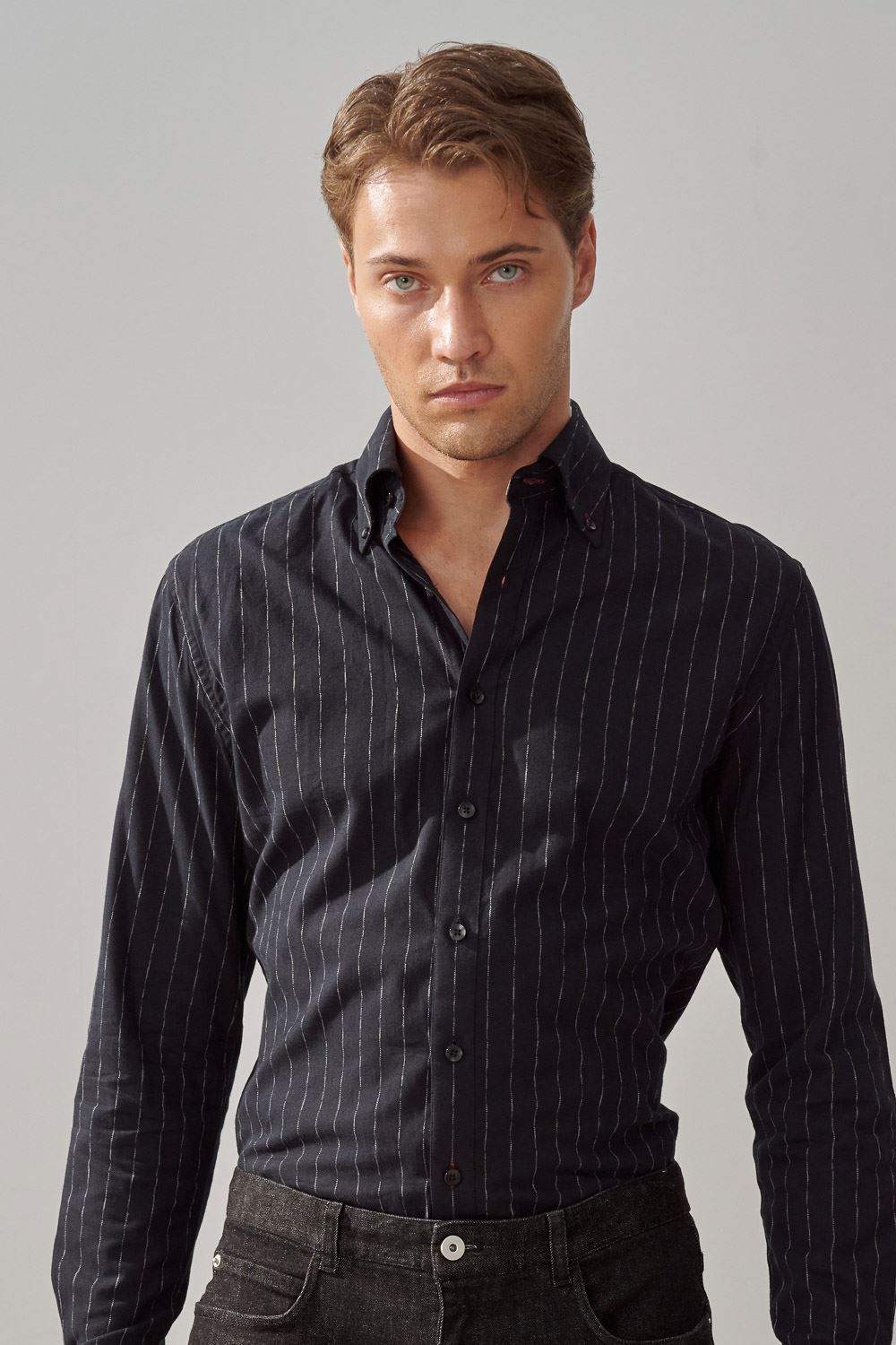 SST&C #Comfortable Cotton  Black and White Striped Pattern Standard Shirt | 0312309020  (Outlet)_4