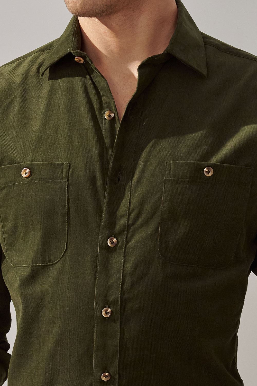 SST&C #Comfortable Cotton  Dark Green Corduroy Standard Shirt | 0312309024  (Outlet)_4