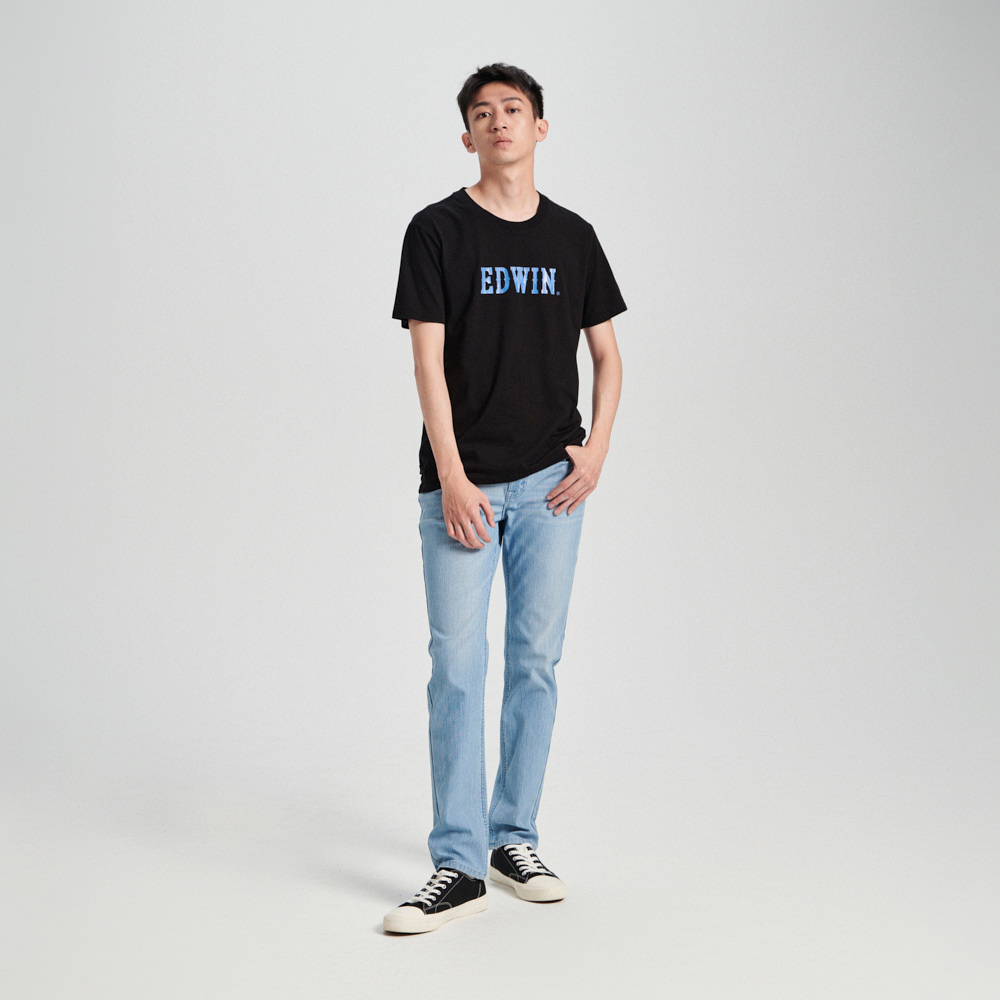 EDWIN｜男裝｜高低差印花短袖T恤