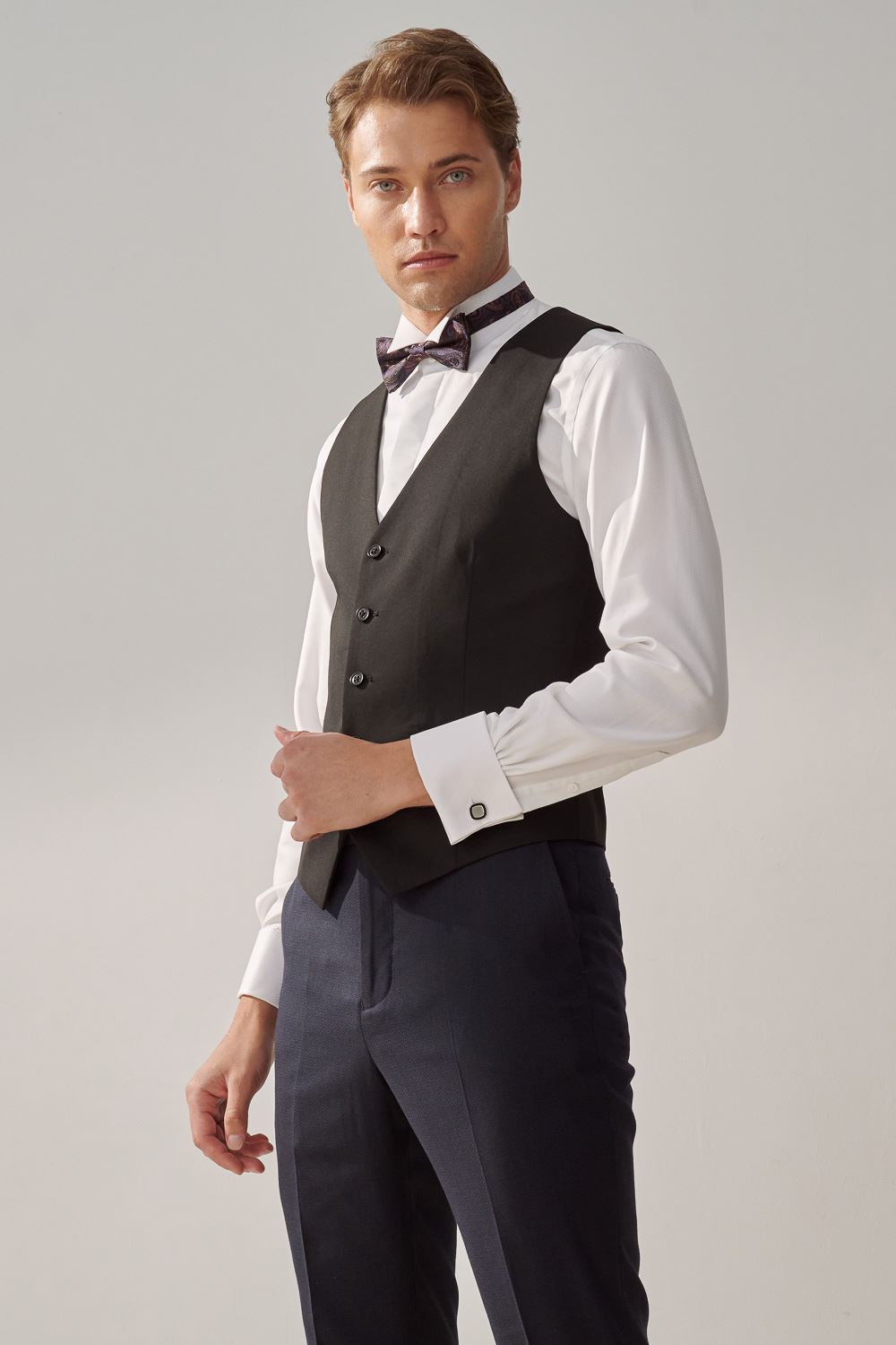 SST&C #Milan Series  Anti-Wrinkle White Spliced ​​Dress Style Slim Fit Shirt | 0312309007  (Outlet)_3