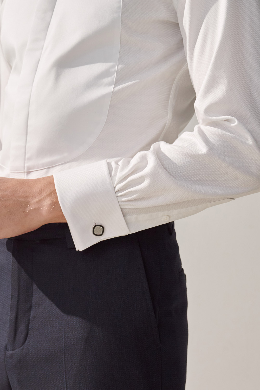 SST&C #Milan Series  Anti-Wrinkle White Spliced ​​Dress Style Slim Fit Shirt | 0312309007  (Outlet)_5