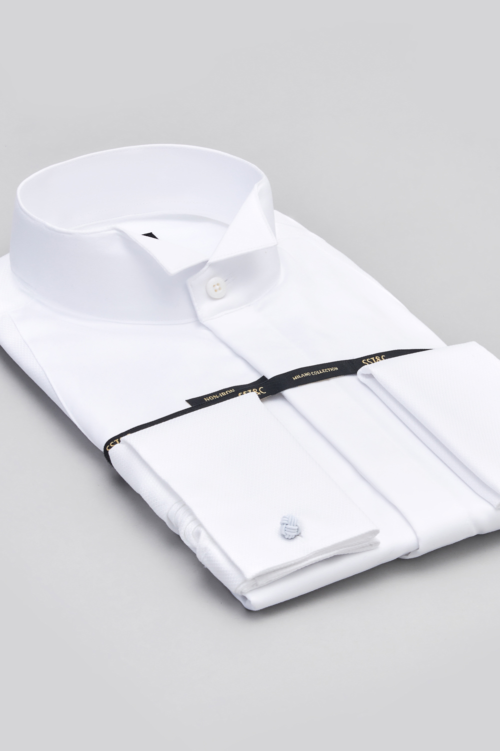 SST&C #Milan Series  Anti-Wrinkle White Spliced ​​Dress Style Slim Fit Shirt | 0312309007  (Outlet)_6