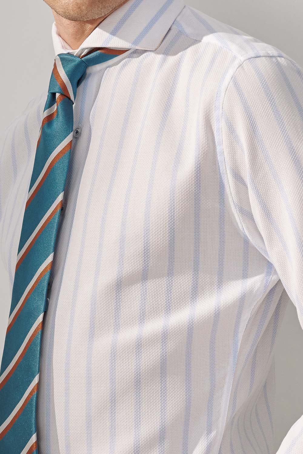 SST&C #Easycare  Blue and White Striped Pattern Standard Shirt | 0312309018  (Outlet)_4