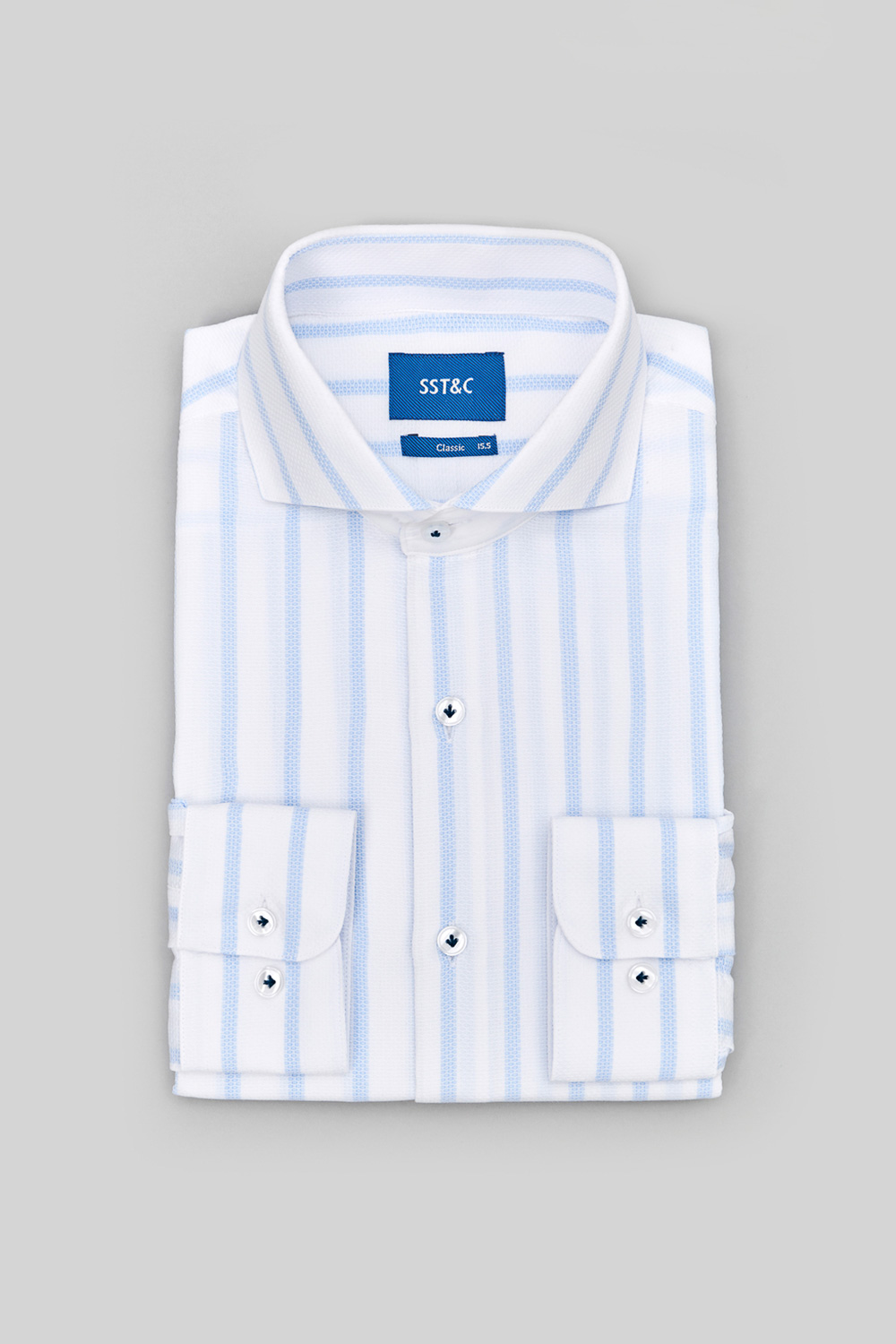 SST&C #Easycare  Blue and White Striped Pattern Standard Shirt | 0312309018  (Outlet)_7