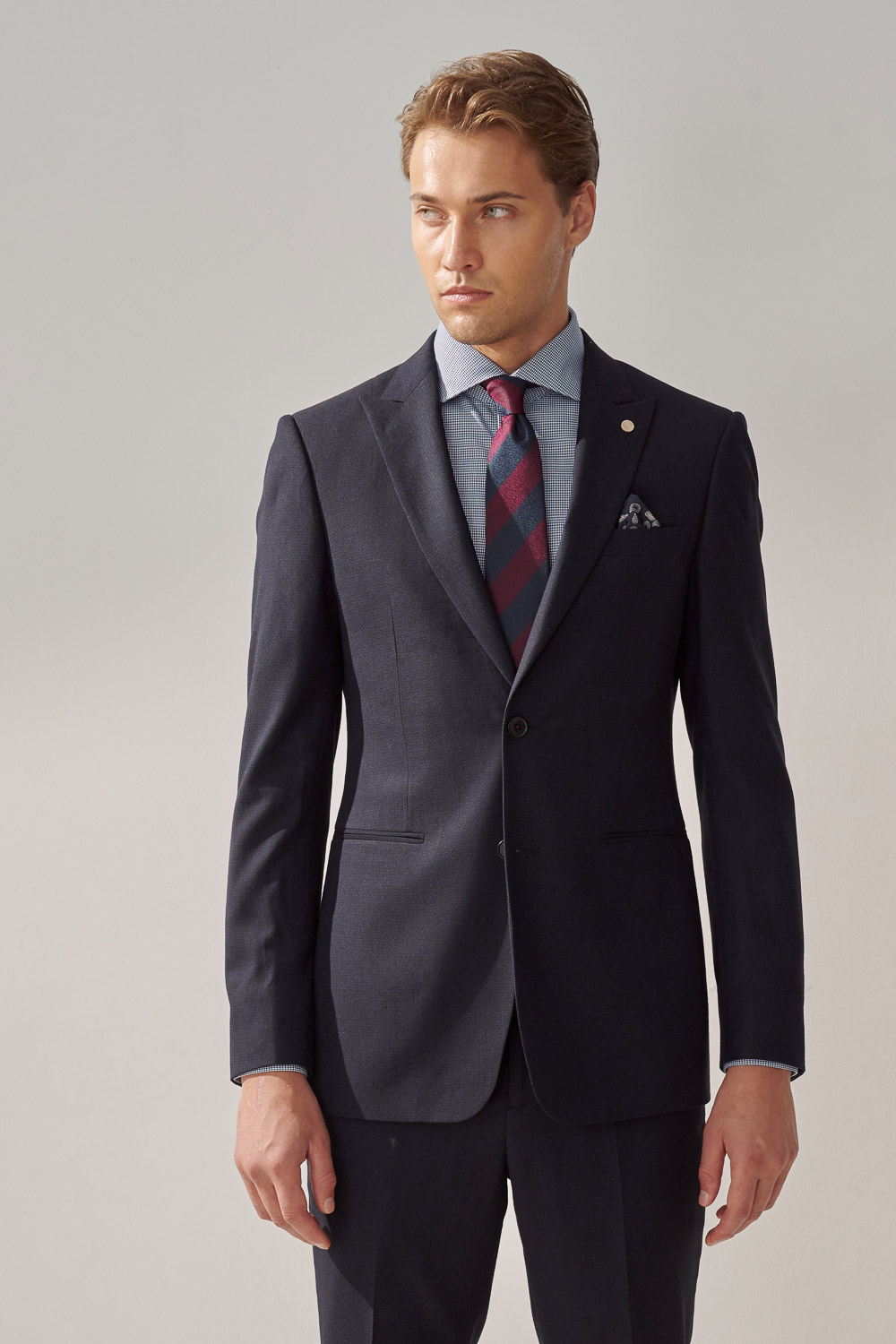 SST&C #Comfortable Cotton  Small Houndstooth Blue Slim Fit Shirt | 0312309015  (Outlet)_4