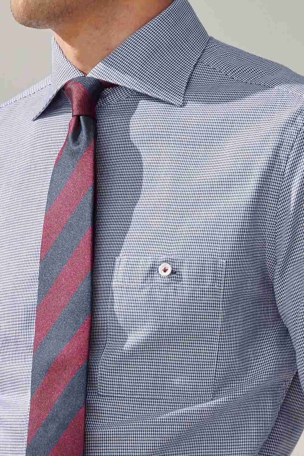 SST&C #Comfortable Cotton  Small Houndstooth Blue Slim Fit Shirt | 0312309015  (Outlet)_5
