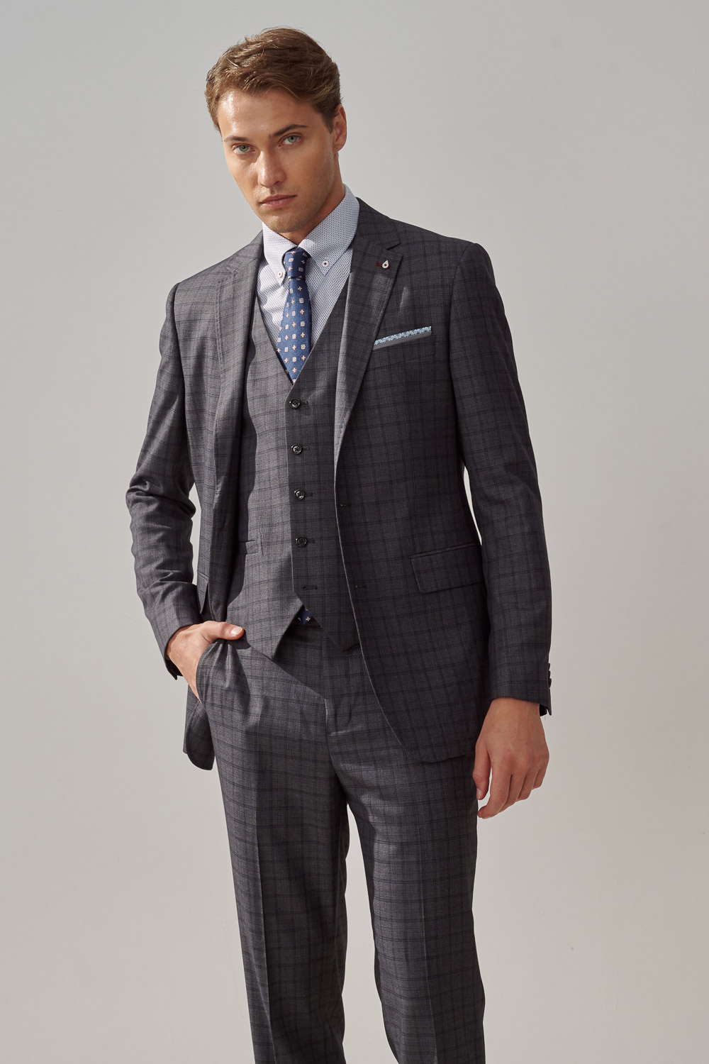 SST&C #Milan Series  Anti-Wrinkle Blue Textured Slim Fit Shirt | 0312309005  (Outlet)_4