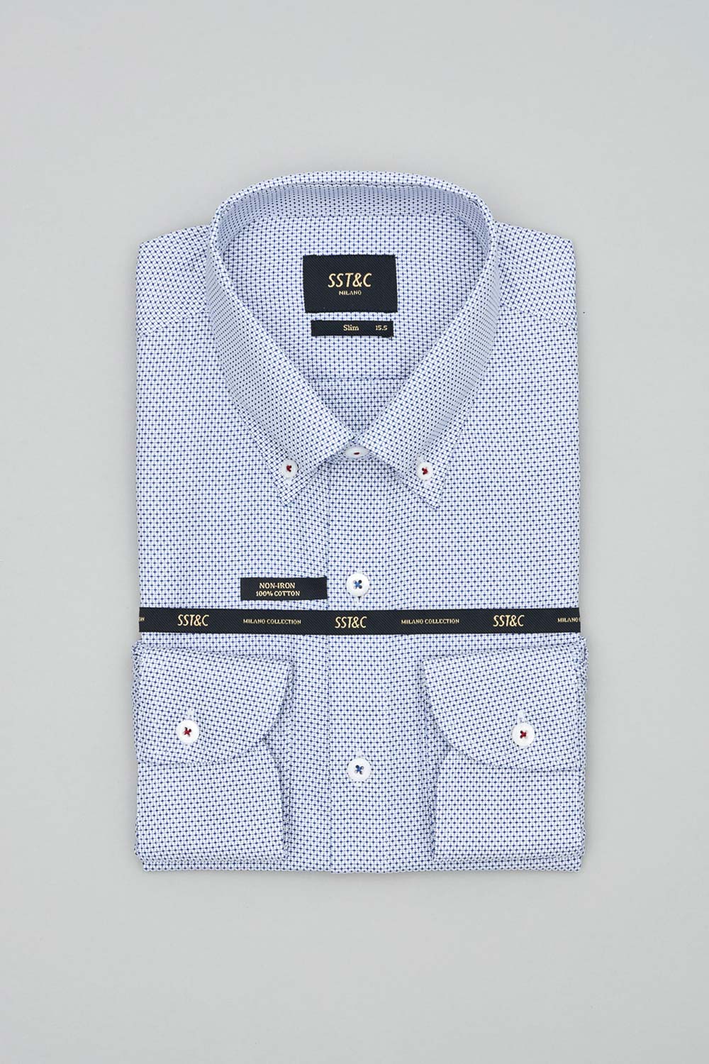SST&C #Milan Series  Anti-Wrinkle Blue Textured Slim Fit Shirt | 0312309005  (Outlet)_8