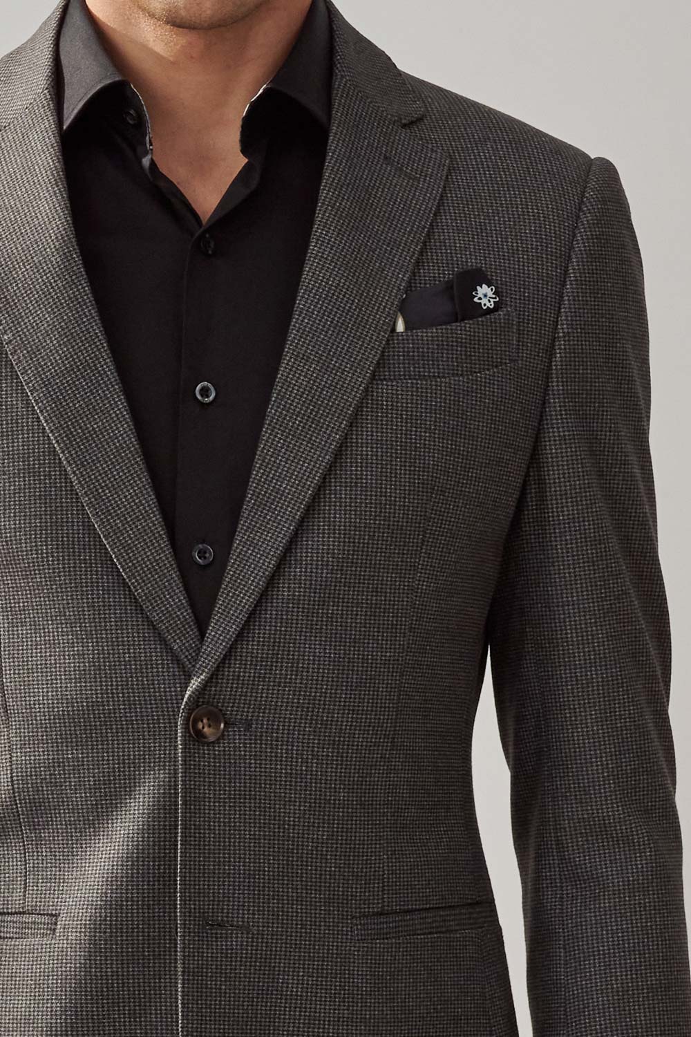 SST&C Dark Gray Houndstooth Elastic Comfortable Casual Suit Jacket | 0612309002  (Outlet)_5