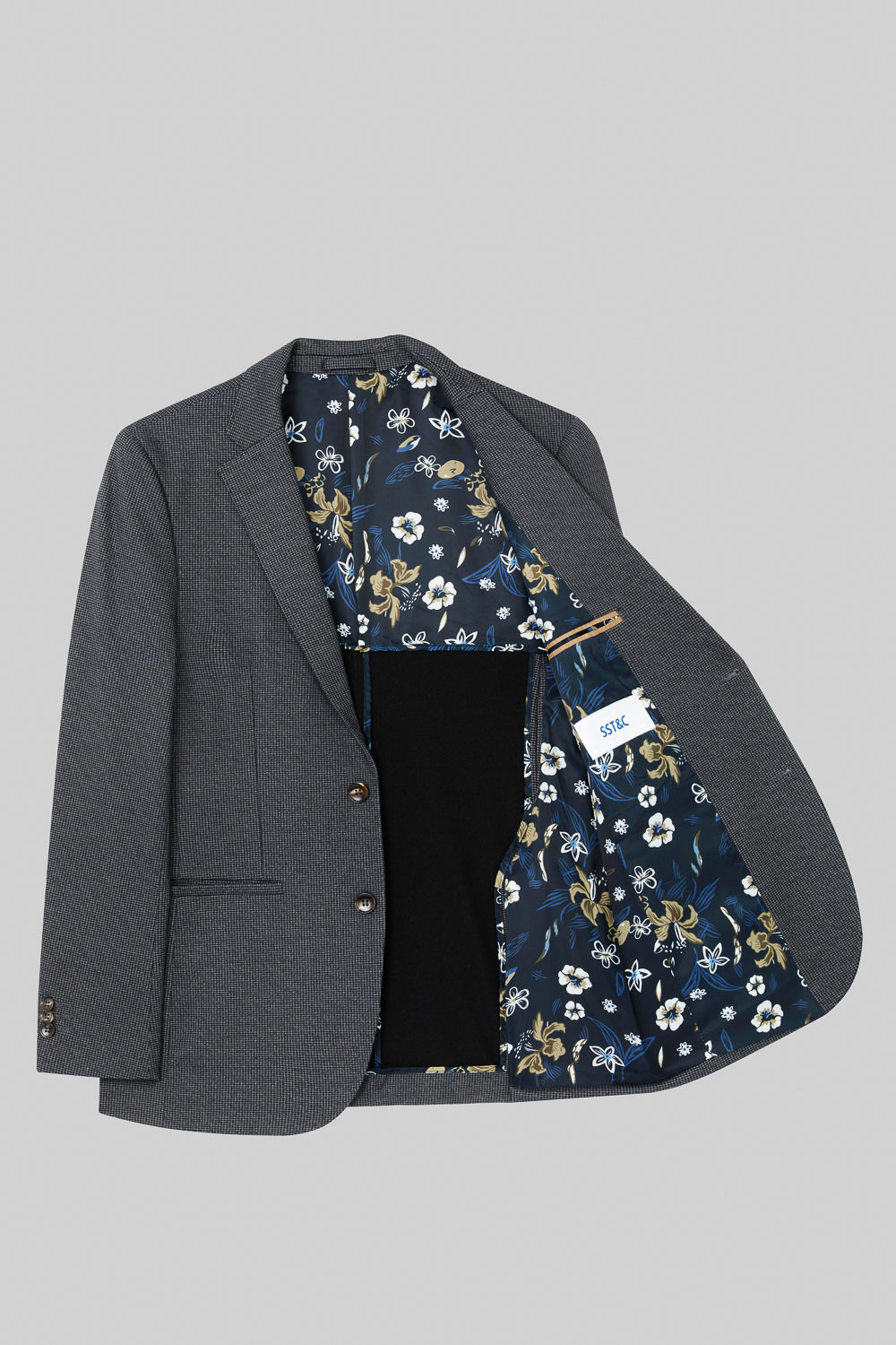 SST&C Dark Gray Houndstooth Elastic Comfortable Casual Suit Jacket | 0612309002  (Outlet)_8