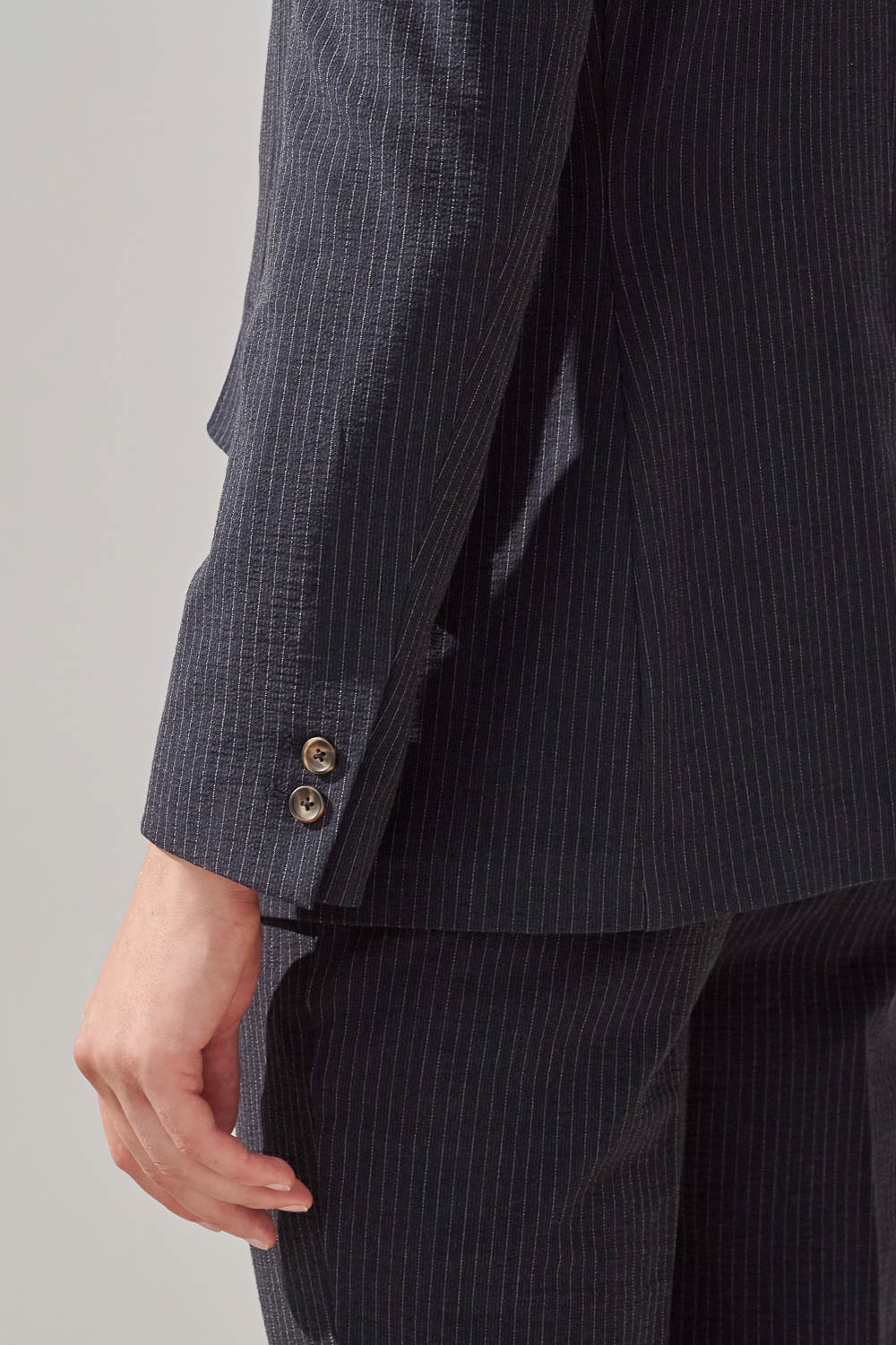 SST&C Navy Striped Pattern Seersucker Casual Suit Jacket | 0612309004  (Outlet)_6