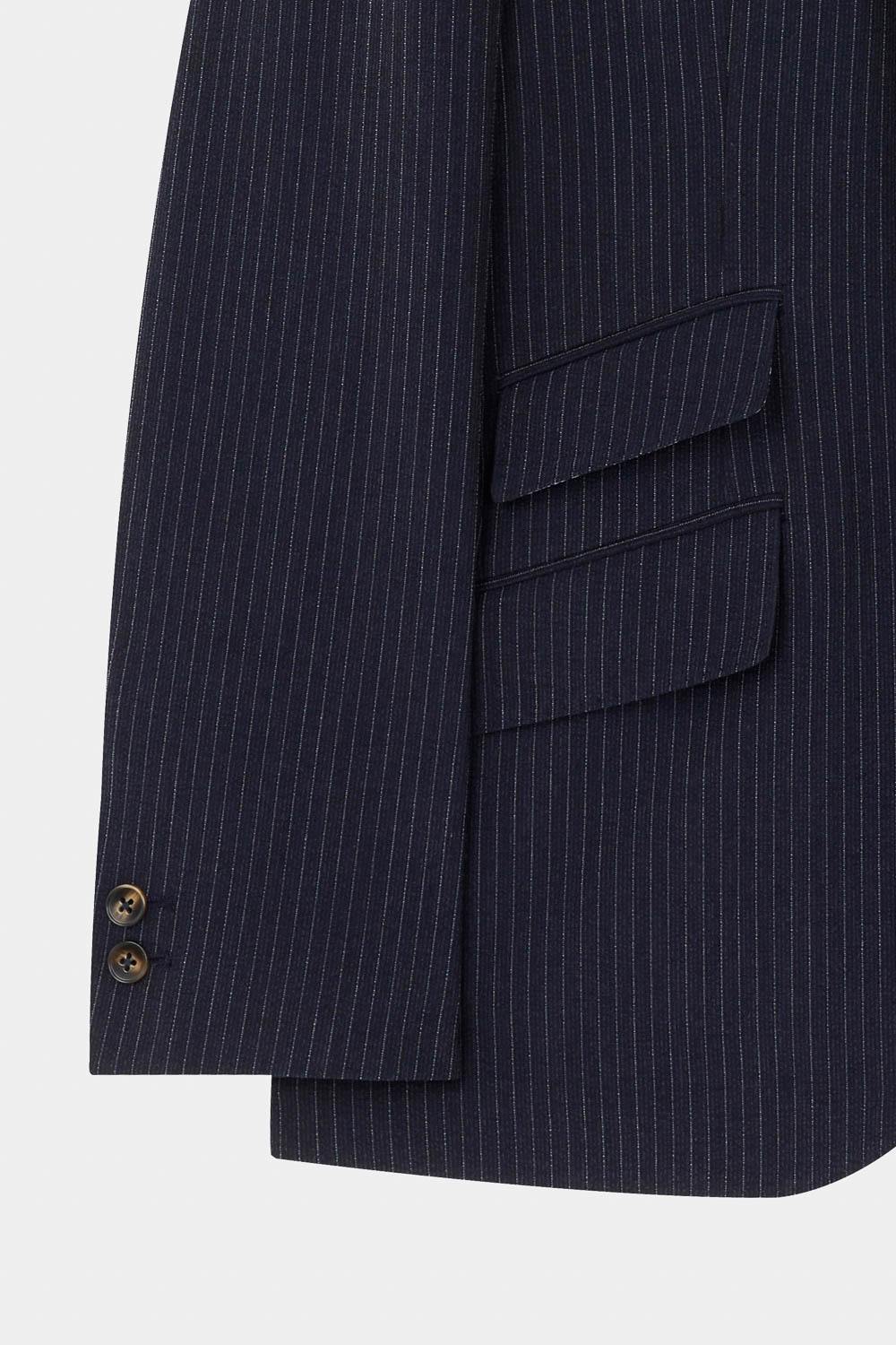 SST&C Navy Striped Pattern Seersucker Casual Suit Jacket | 0612309004  (Outlet)_7