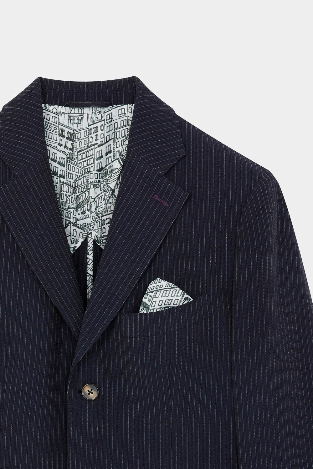 SST&C Navy Striped Pattern Seersucker Casual Suit Jacket | 0612309004  (Outlet)_8