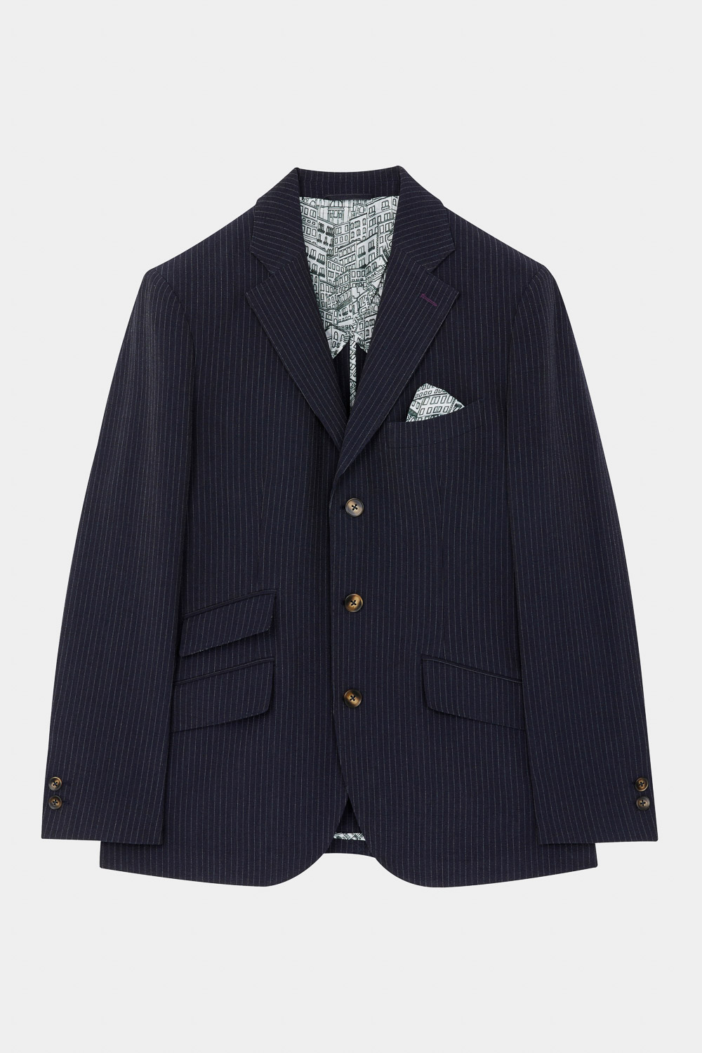 SST&C Navy Striped Pattern Seersucker Casual Suit Jacket | 0612309004  (Outlet)_9