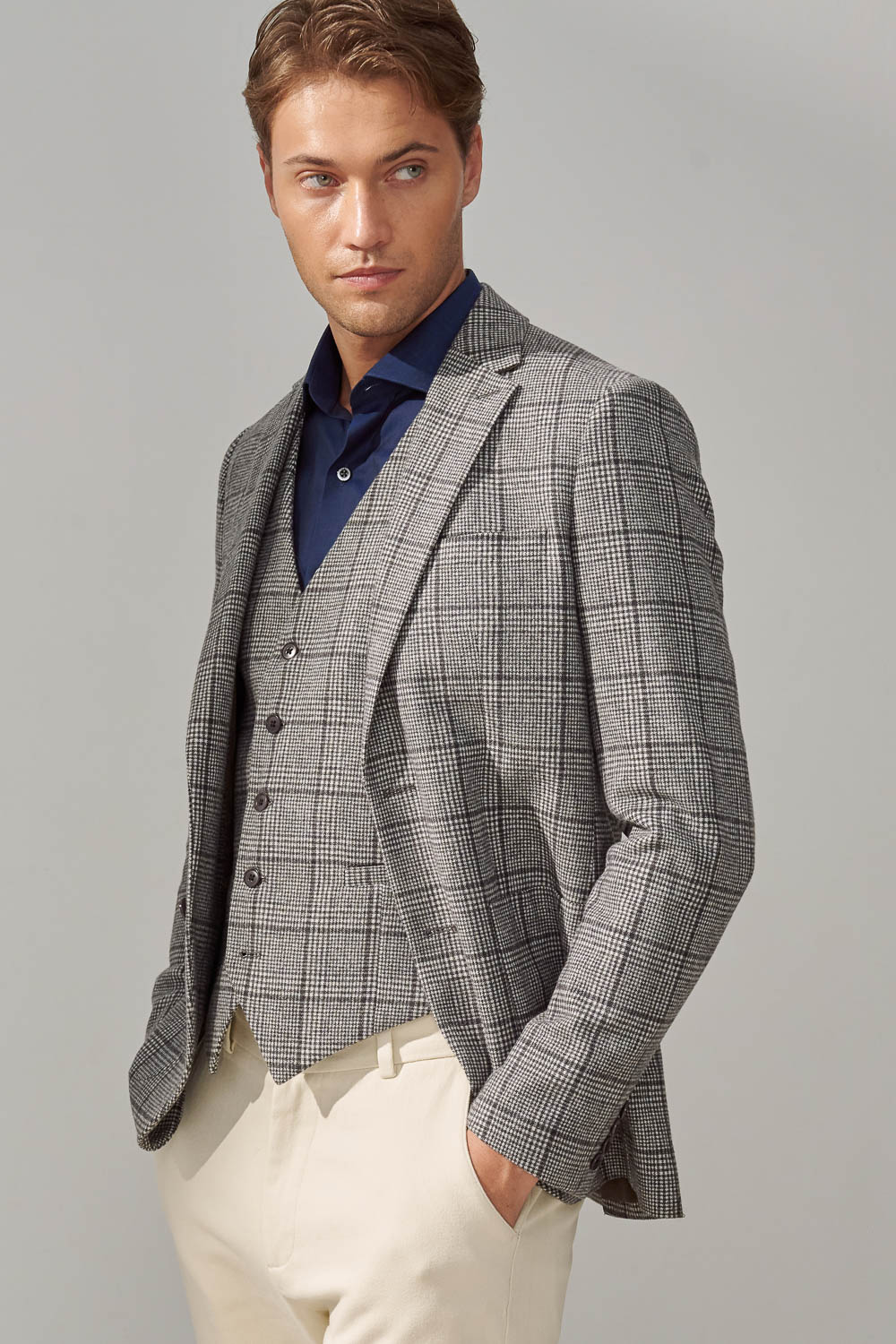 SST&C Gray Check Pattern Casual Wool Blend Suit Jacket | 0612309006  (Outlet)_1