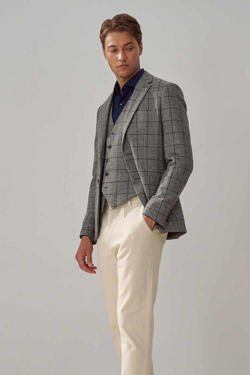 SST&C Gray Check Pattern Casual Wool Blend Suit Jacket | 0612309006  (Outlet)_2