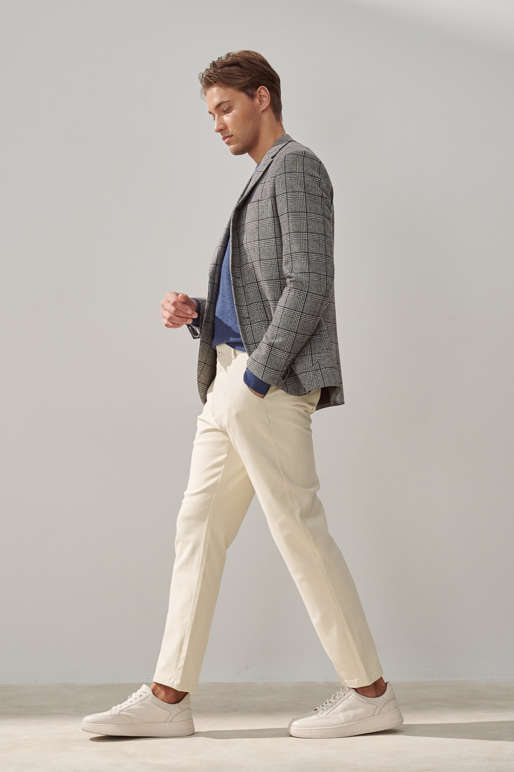 SST&C Gray Check Pattern Casual Wool Blend Suit Jacket | 0612309006  (Outlet)_3