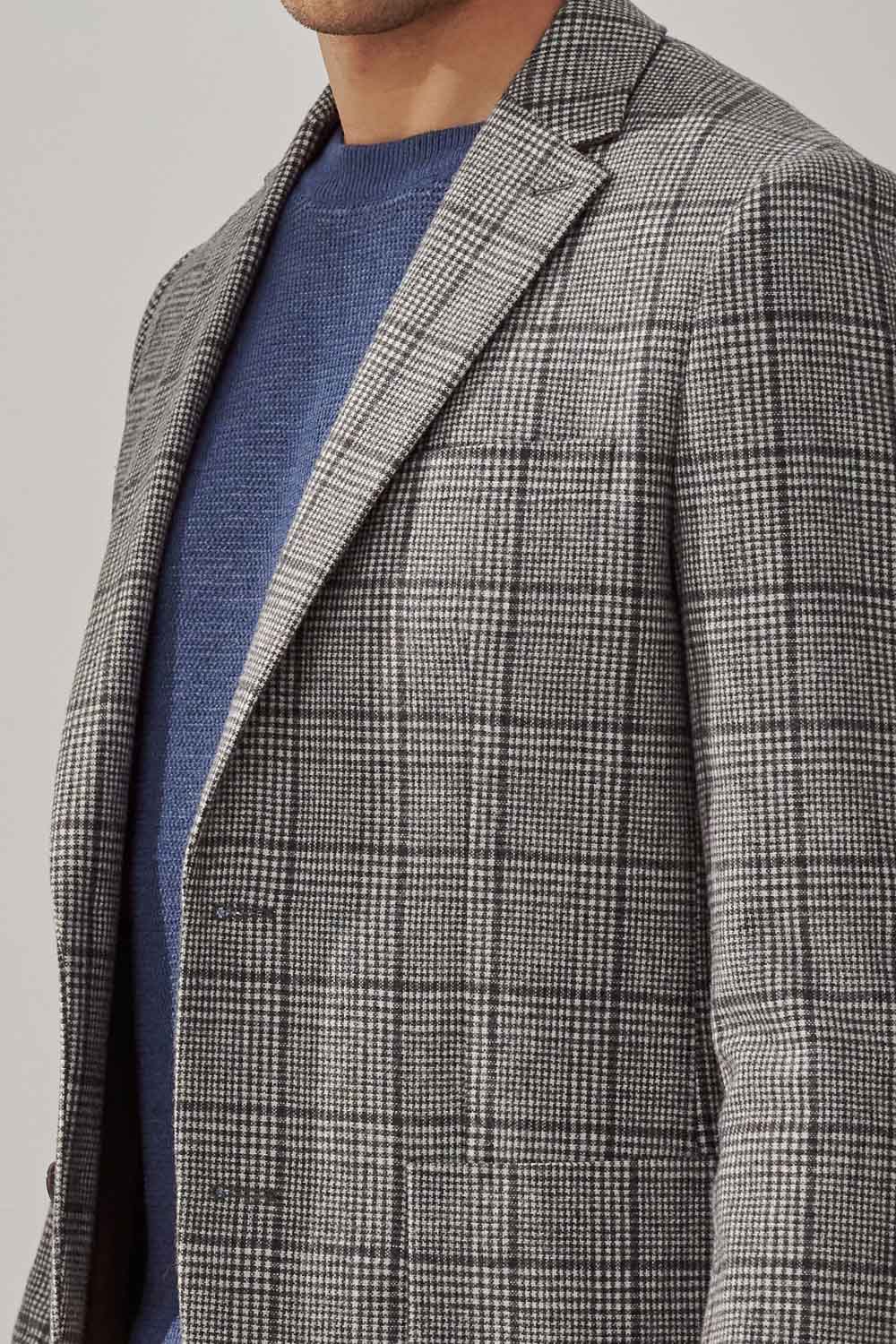 SST&C Gray Check Pattern Casual Wool Blend Suit Jacket | 0612309006  (Outlet)_4