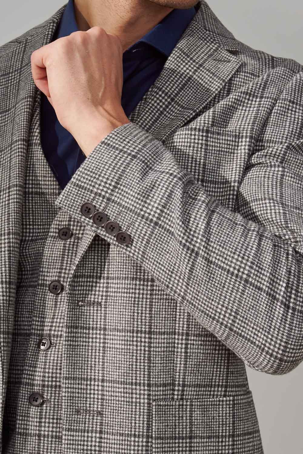 SST&C Gray Check Pattern Casual Wool Blend Suit Jacket | 0612309006  (Outlet)_5