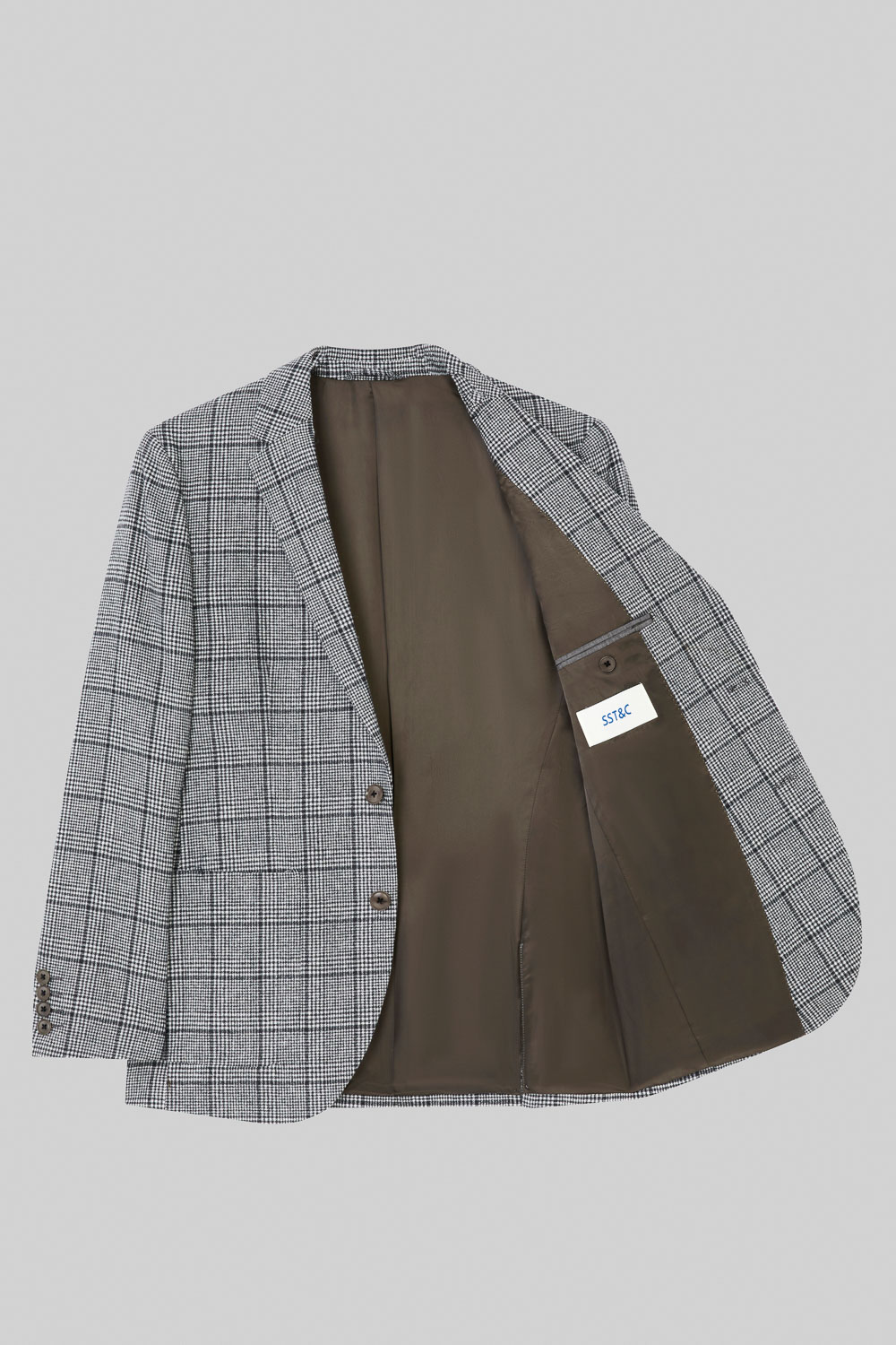 SST&C Gray Check Pattern Casual Wool Blend Suit Jacket | 0612309006  (Outlet)_9