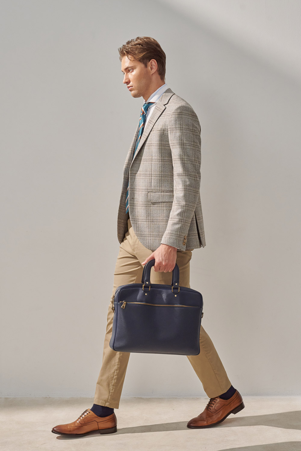SST&C Light Gray Check Pattern Casual Wool Blend Suit Jacket | 0612309007  (Outlet)_0