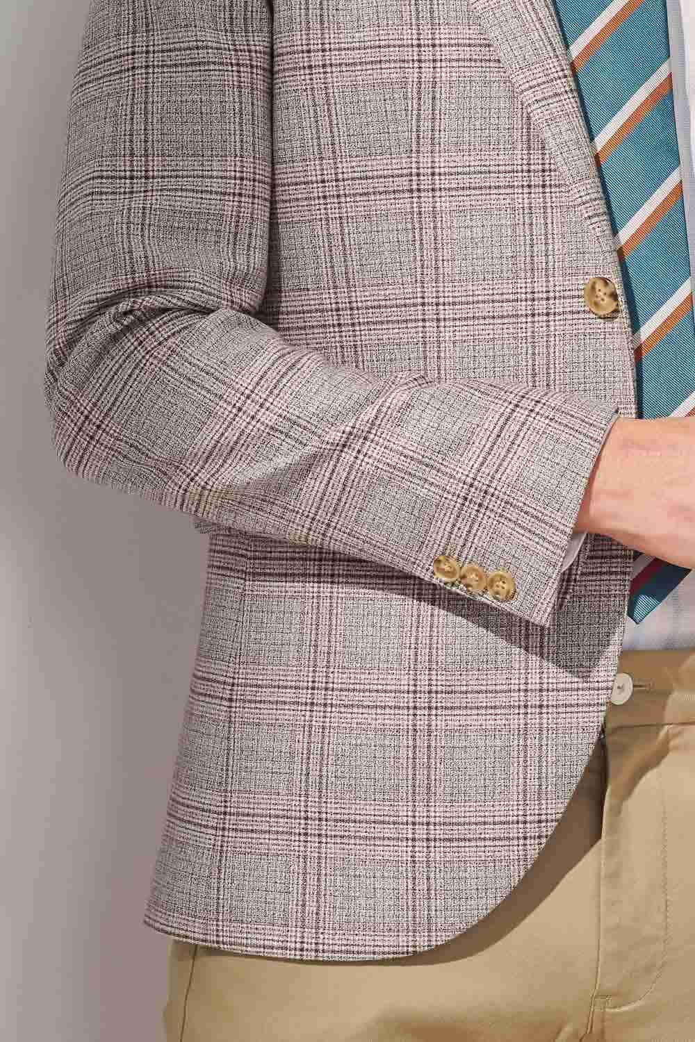 SST&C Light Gray Check Pattern Casual Wool Blend Suit Jacket | 0612309007  (Outlet)_5