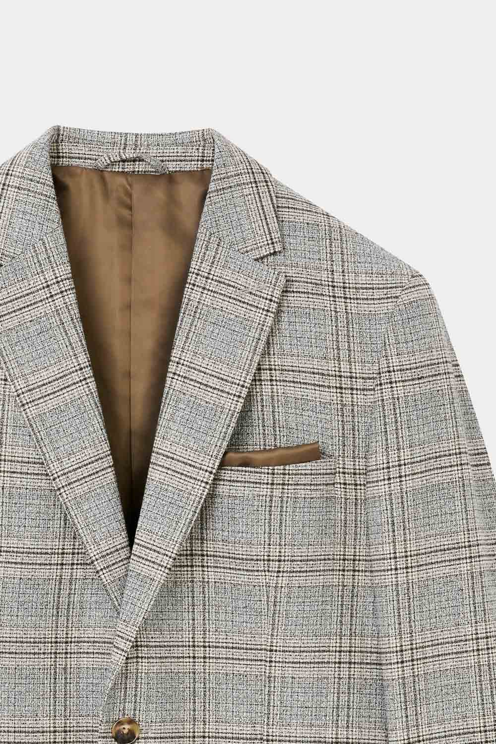 SST&C Light Gray Check Pattern Casual Wool Blend Suit Jacket | 0612309007  (Outlet)_6