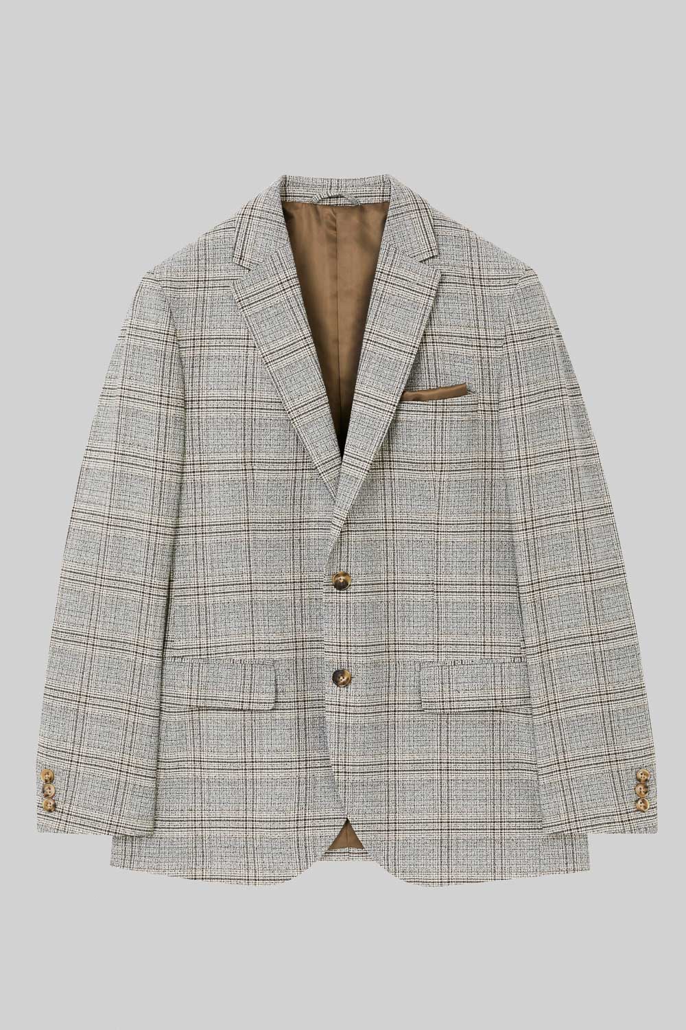 SST&C Light Gray Check Pattern Casual Wool Blend Suit Jacket | 0612309007  (Outlet)_8