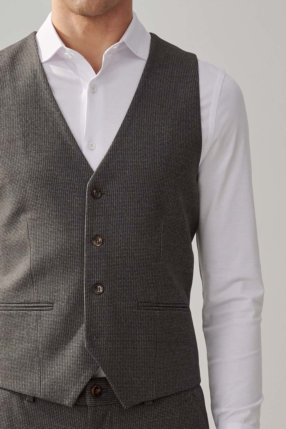SST&C Dark Gray Houndstooth Elastic Comfortable Casual Vest | 4512309002  (Outlet)_5