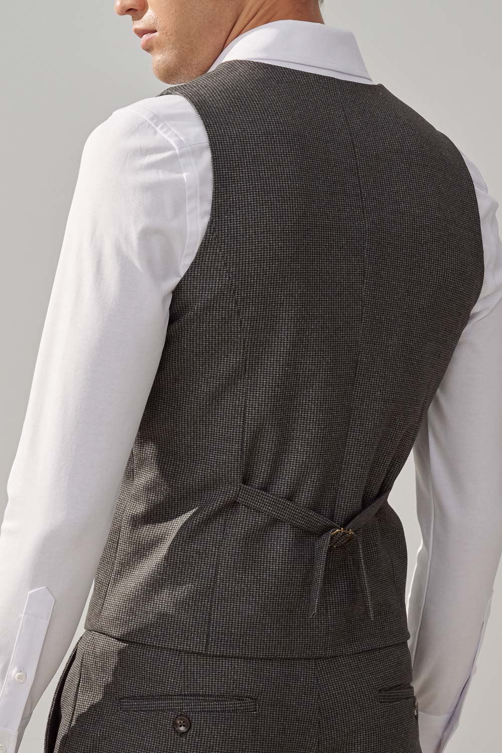 SST&C Dark Gray Houndstooth Elastic Comfortable Casual Vest | 4512309002  (Outlet)_6