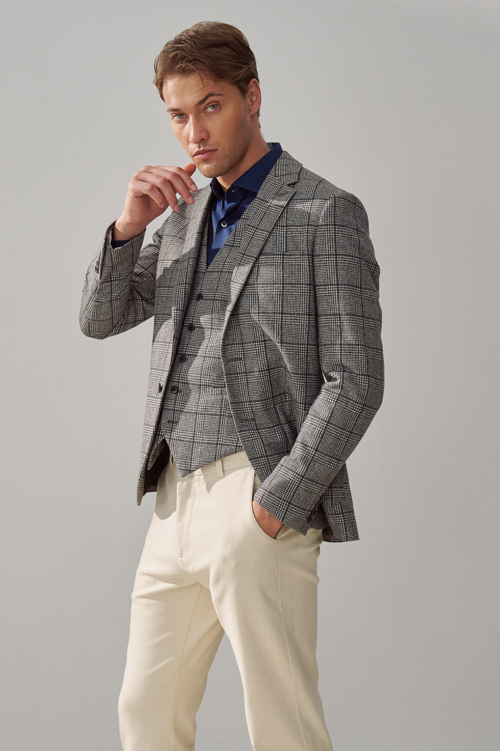 SST&C Gray Check Pattern Wool Blend Casual Vest | 4512309003  (Outlet)_2