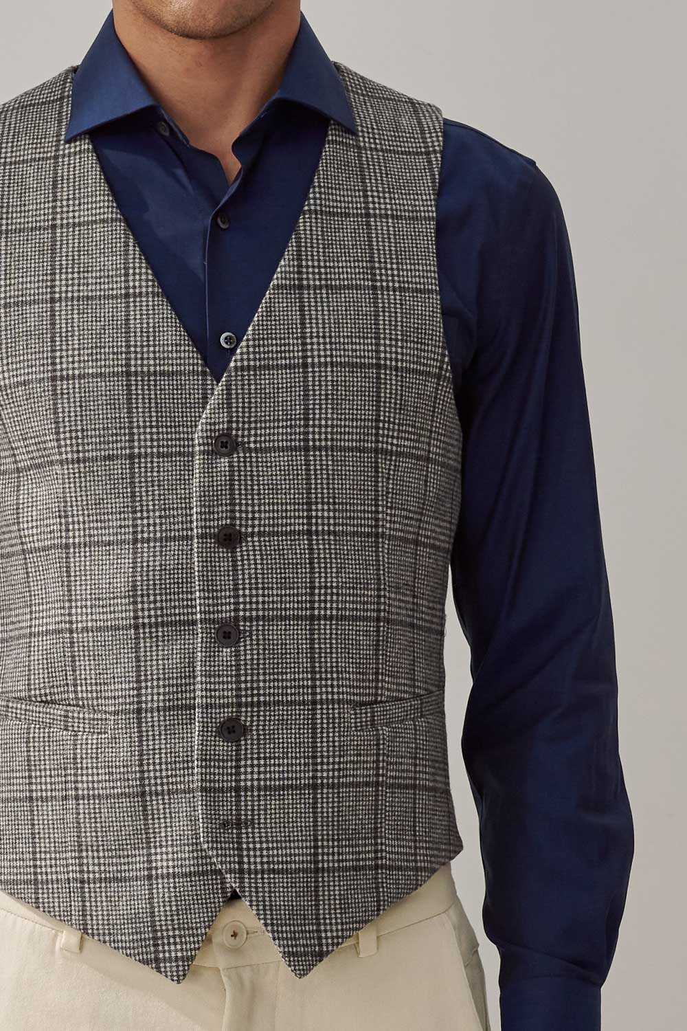 SST&C Gray Check Pattern Wool Blend Casual Vest | 4512309003  (Outlet)_5
