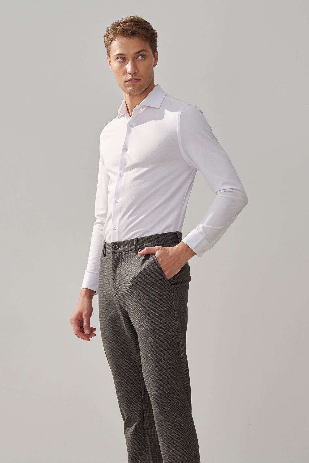SST&C White Mercerized Cotton Stretch Comfort Shirt | 0912309001  (Outlet)_2