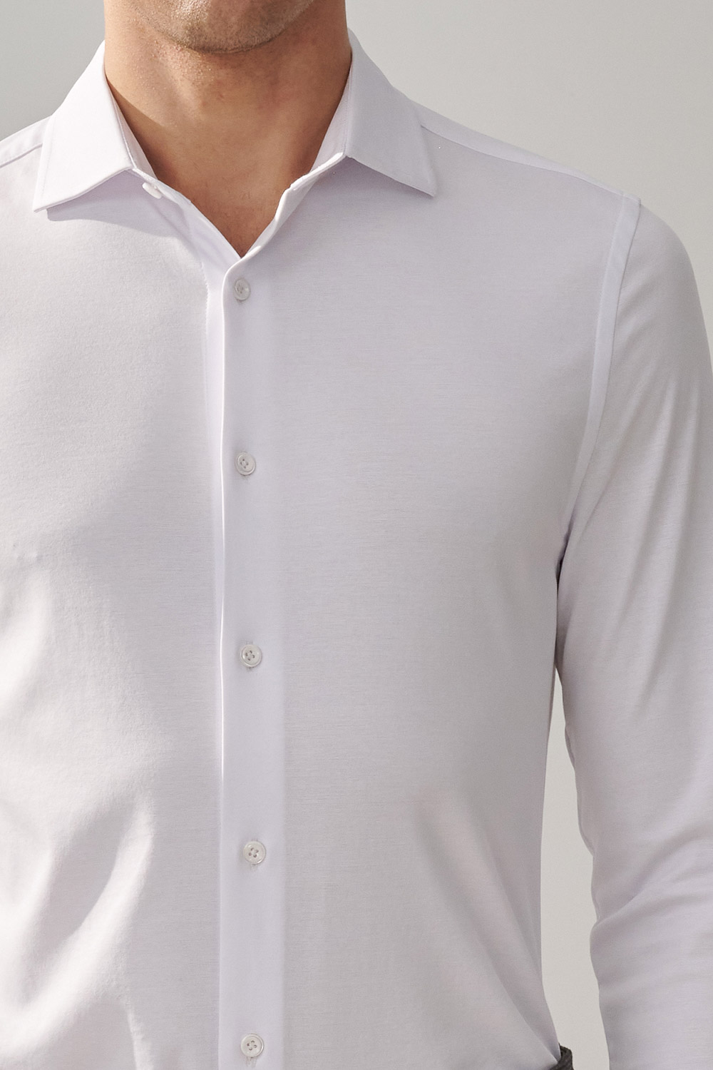 SST&C White Mercerized Cotton Stretch Comfort Shirt | 0912309001  (Outlet)_6