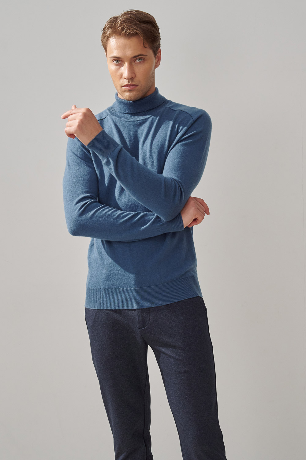 SST&C Noble Blue Turtleneck Wool Sweater | 1112309002  (Outlet)_1