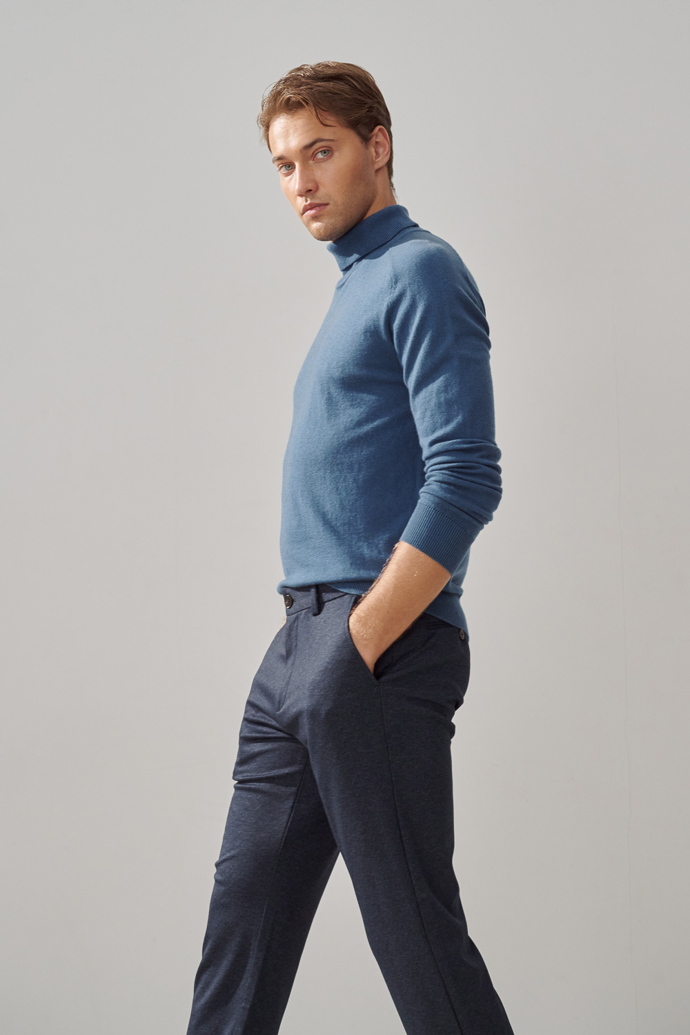 SST&C Noble Blue Turtleneck Wool Sweater | 1112309002  (Outlet)_2