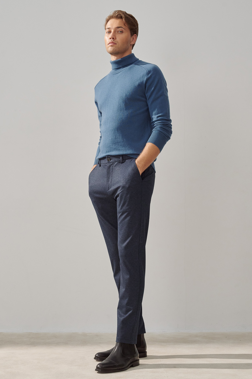 SST&C Noble Blue Turtleneck Wool Sweater | 1112309002  (Outlet)_3
